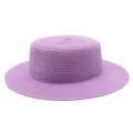 Elegante cappello di paglia viola a cupola piatta per protezione solare estiva mare - Taglia Adulto (Circonferenza 56-58cm) / Stile Semplice / viola taro