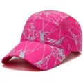 Berretto da baseball rosa leggero con motivo a linee grigie e tessuto mesh traspirante - Taglia Unica (56-60cm) / Stile 1 / Rosso rosa
