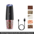 Automatic rechargeable electric pepper grinder with ceramic core and USB charging cable - Rechargeable Black (KDL-591)