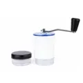 Portable manual pill grinder with handle and storage container for easy medication crushing - White