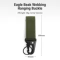 Army green tactical nylon webbing buckle with metal eagle beak carabiner and key ring - Army Green