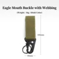 Tactical nylon webbing hook with eagle beak buckle in khaki, 100mm length - Khaki