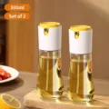 Two-pack 300ml glass oil mister spray bottles for healthy kitchen cooking and air fryer - 300ml 白色 (两支装)