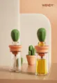 Pennello per olio e flacone dispenser in silicone a forma di cactus per cucina - Arancione Verde