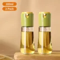 2 Pack 300ml glass oil spray bottles for kitchen cooking and air fryer atomization - 300ml 绿色 (两支装)