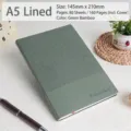 Cuaderno A5 verde de cuero sintético con textura tejida y 80 hojas rayadas - Patrón Geométrico (Verde Bambú) / A5 / 80 Hojas Por Paquete
