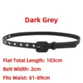 Dark gray woolen skinny belt for coats with square buckle, adjustable 103cm length - Thin Style (S960) / 103cm x 2cm / Dark Gray