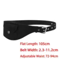 Minimalist black vintage suede wide waist belt with integrated pouch for women accessories - Black