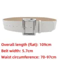 Elegant retro wide suede belt with a silver rectangular buckle in creamy white finish - Off White