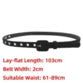 Stylish black suede thin belt with silver grommets and square buckle for women's coats - Thin Style (S960) / 103cm x 2cm / Black