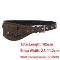 Vintage brown suede wide corset belt with integrated small waist pouch for women retro accessory - Brown