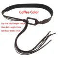 Stylish coffee brown tassel belt for women featuring a minimalist rectangular buckle - Rectangular Buckle / Coffee
