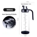550ml klarer Glas-Ölspender mit automatischem Schwerkraft-Klappdeckel und Messskala - 550ml