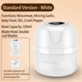 Mini hachoir électrique blanc 100 ml avec double lame pour la préparation des aliments - Blanc Perle 100ML