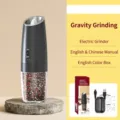 Black gravity sensing electric salt and pepper grinder set with USB charging cable. - 重力感应款(KYMQ-47A) / 单支装(135ML) / Black
