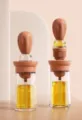 Bottiglia pennello olio silicone quantitativa per cucina e BBQ, arancio terracotta - Rosso