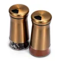 Gewürzstreuer-Set aus Bronze mit Glasboden für Pfeffer und verschiedene Gewürze - Dunkelgold