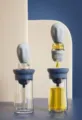 Pennello per olio e bottiglia in silicone a forma di cactus per l'uso in cucina - Blu