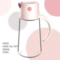 Modern 550ml pink glass oil dispenser bottle with automatic flip lid for kitchen use - 550ml / Pink