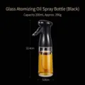 200ml glass oil sprayer bottle in black featuring height and width measurement labels. - 200ml Glass Style / Black