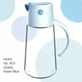 550ml glass oil dispenser bottle with automatic opening lid for kitchen in cyan blue - 550ml / Blue