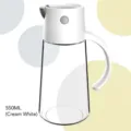 Elegant 550ml glass oil dispenser bottle with automatic flip lid in white finish - 550ml / White