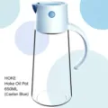 650ml automatic glass oil bottle with light blue lid and ergonomic handle - 650ml / Blue