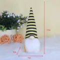 Detailed view and dimensions of yellow and black striped honeycomb gnome plush toy 17x7x6cm - Black Striped Gnome (E1-26 Small)