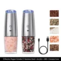 Electric stainless steel pepper grinder with USB charging cable and ceramic core - Rechargeable Stainless Steel Dual Kit (KDL-591A)