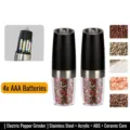 Automatic electric pepper grinder in black finish with acrylic spice container - 4 battery black 546x set