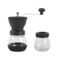 Professional portable manual coffee bean grinder set with extra glass storage jar - Grinder + Sealed Jar / Black