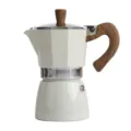 Elegant cream white stovetop moka pot with heat resistant wood grain handle and knob. - 300ml / White (300ml) Single Pot