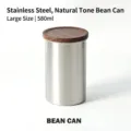 Airtight stainless steel coffee bean canister with natural wood lid, 580ml storage jar - 580ml / L / Stainless Steel Original