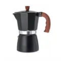Classic matte black Moka pot espresso maker featuring an ergonomic wood-grain handle - 150ML / Black (150ml) Single Pot