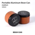 150ml portable coffee bean canister featuring a brown leather-wrapped metal body - Medium (150ml) / Black/Brown