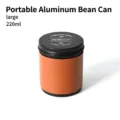 Large 220ml portable airtight coffee bean storage can with brown leather sleeve variant - Large (220ml) / Black/Brown
