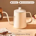 Premium cream white 304 stainless steel 600ml pour-over coffee kettle for home brewing - Gooseneck Kettle (With Lid) / 600ml / Creamy White