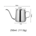 250ml roestvrijstalen koffieketel met zwanenhals en nauwkeurige maten - Zwanenhals Koffiepot (Zonder Deksel) / 250ml / Zilver