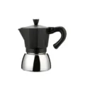 Classic Italian Moka pot espresso maker featuring black aluminum top and stainless steel base - 150ML / Black