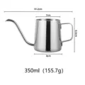 350ml roestvrijstalen koffiepot met zwanenhals voor handmatige bereiding met maten - Zwanenhals Koffiepot (Zonder Deksel) / 350ml / Zilver