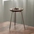 Handmade black walnut pour-over coffee stand with three sleek stainless steel legs - Pour Over Coffee Stand
