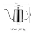 Zilveren 350ml rvs koffiepot met zwanenhals, inclusief deksel en alle afmetingen - Zwanenhals Koffiepot (Met Deksel) / 350ml / Zilver