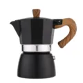 Professioneller schwarzer achteckiger Mokkakocher mit hitzebeständigem Holzmaserungsgriff - 45ml / 1 Tasse / Matt Schwarz