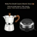 Professional cream white Moka pot and 500W mini electric stove set for home espresso - Creamy White Set: Moka Pot & Electric Stove (150ml) / 2000-10000 Sets