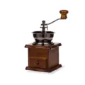 Vintage manual coffee bean grinder with wooden base and ceramic core for classic brewing - Dark Color
