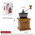 Molinillo de café manual retro de madera con medidas y peso de 450g - Color Claro / Embalaje en Caja de Color