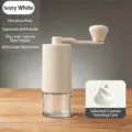Molinillo de café manual blanco marfil con muela de cerámica y depósito de 20g - Blanco
