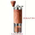 Molinillo de café manual portátil con acabado de grano de madera y acero inox - Estilo Manual de Veta de Madera / Versión Portátil