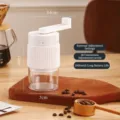 Portable electric coffee grinder with 30-gear coarseness adjustment, white color USB charging - Manual/Electric External Adjustment / Ceramic Core / White