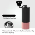 Molinillo de café manual con cuerpo de aluminio negro y oro rosa y mango de madera de cera - Estilo Negro y Oro Rosa / Capacidad de 25g